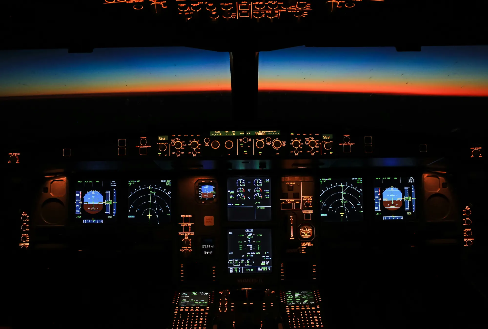 Aircraft cockpit instrumentation at altitude